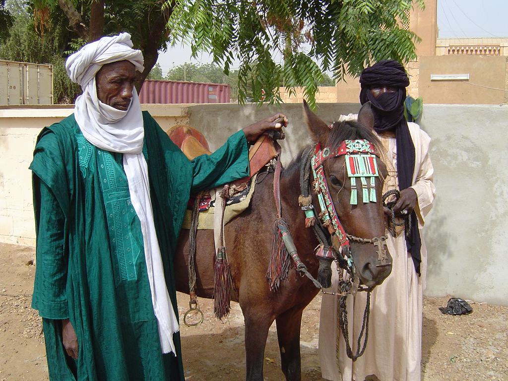 Songhai men with their horse